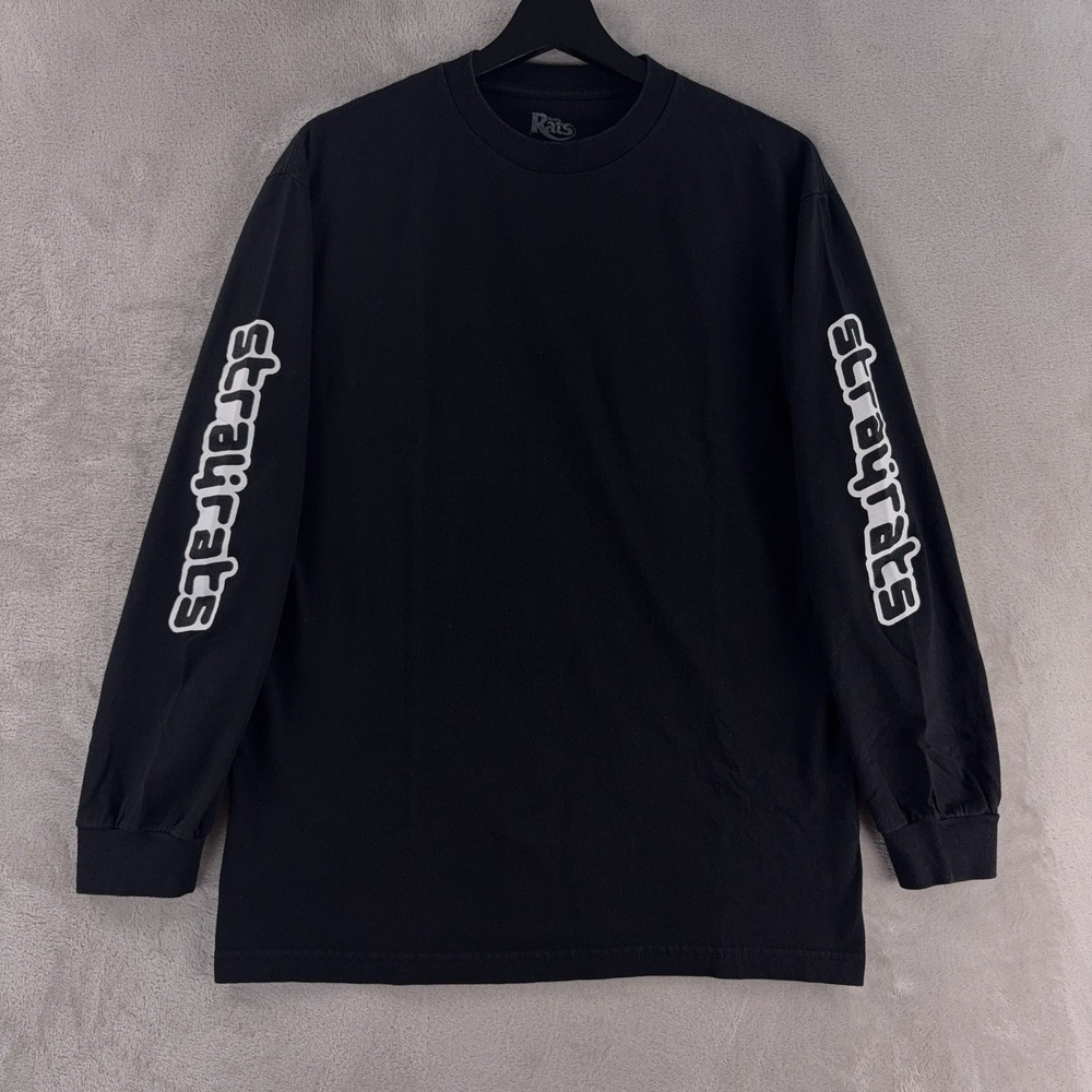 Stray Rats Long Sleeve‎ Logo T Shirt Mens Size Medium Black Skateboarding